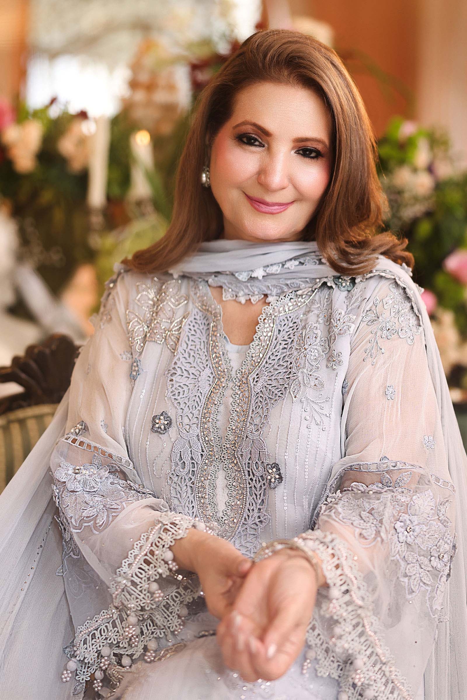 Maria B Unstitched GRAY pakistani fashion outfit in grey tones.
